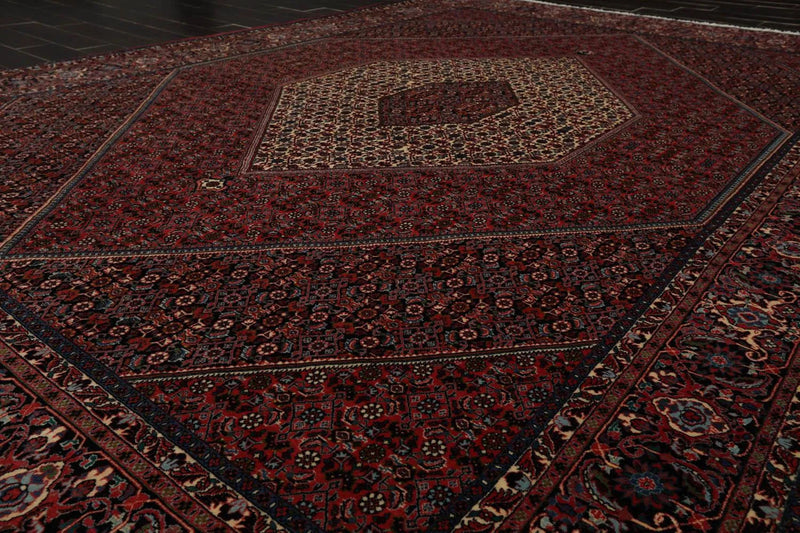 8x10 Red Hand Knotted Wool Authentic Bidjar medallion 300 KPSI Persian Oriental Area Rug