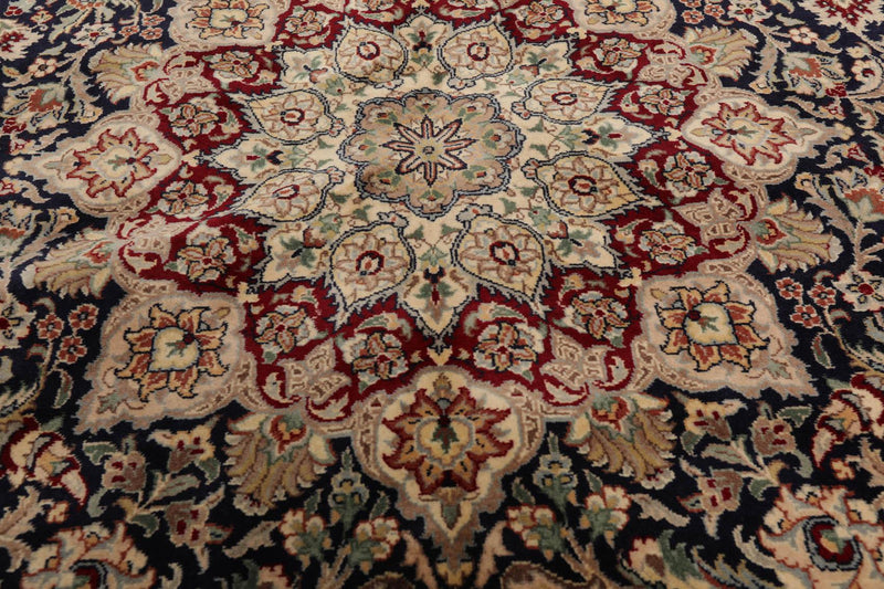 6'8" x 9'' Hand Knotted Wool Tabriz 16/18 Pak Persian 300 KPSI Area Rug Navy