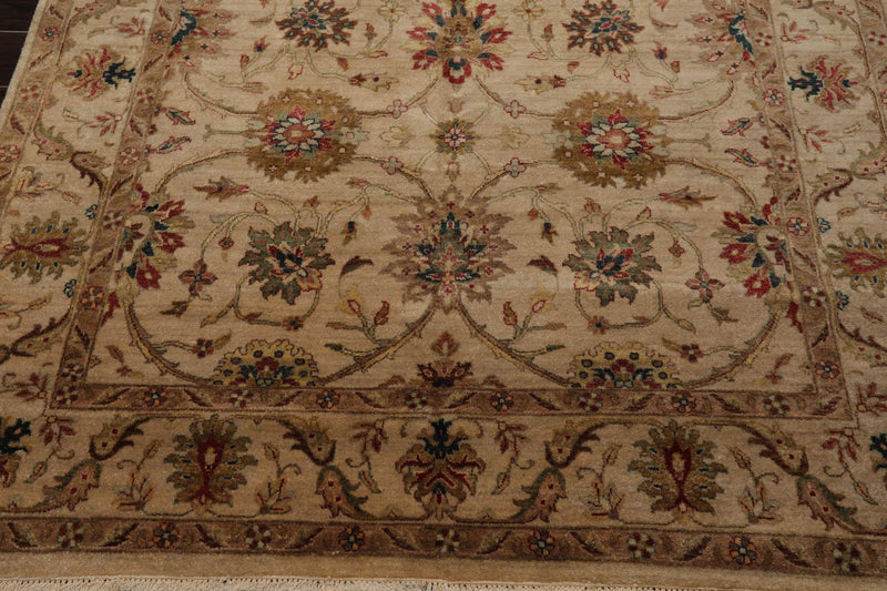 5'11" x 8'9" Hand Knotted 100% Wool Traditional Agra Oriental Area Rug Beige