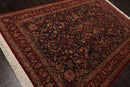 5'11" x 9' Hand Knotted Wool 300 KPSI Sarouk Oriental Area Rug Midnight Blue