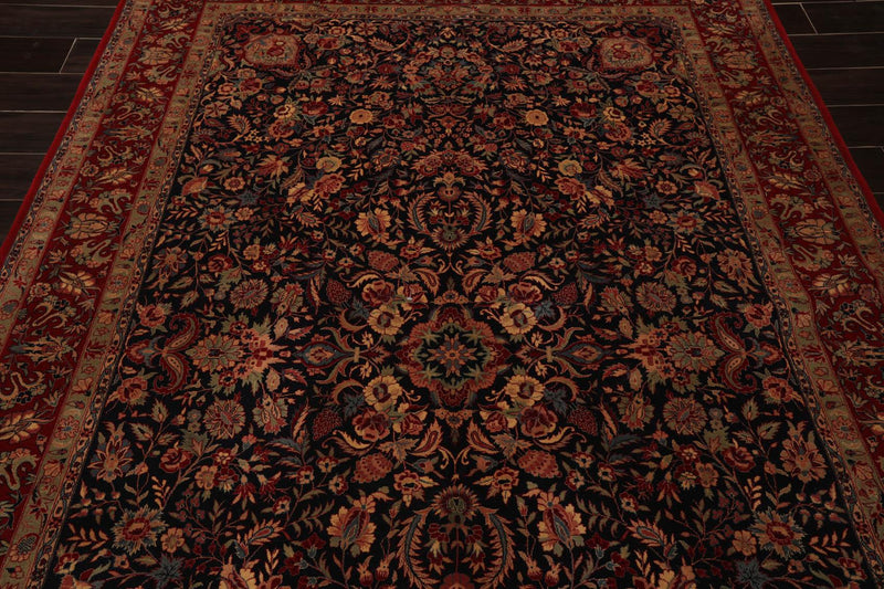 5'11" x 9' Hand Knotted Wool 300 KPSI Sarouk Oriental Area Rug Midnight Blue