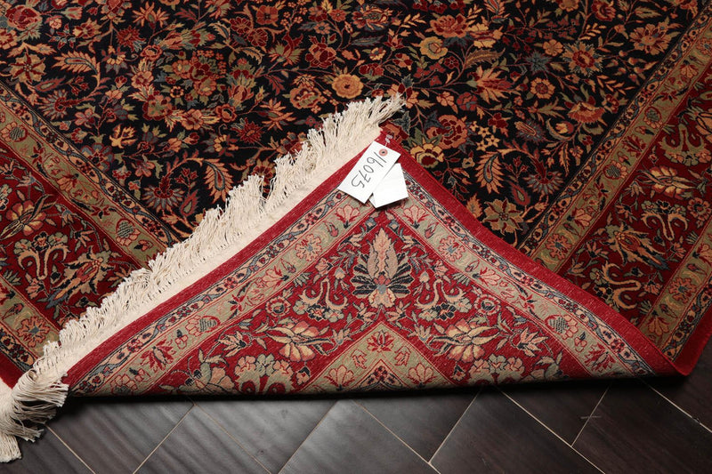 5'11" x 9' Hand Knotted Wool 300 KPSI Sarouk Oriental Area Rug Midnight Blue