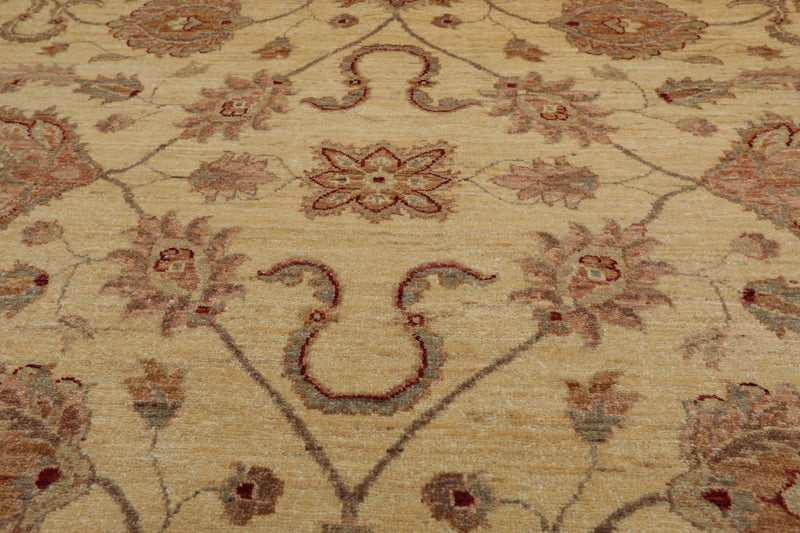 8'2" x 11'4" Hand Knotted Wool Stone Wash Peshawar Vegetable Dyes Area Rug Beige
