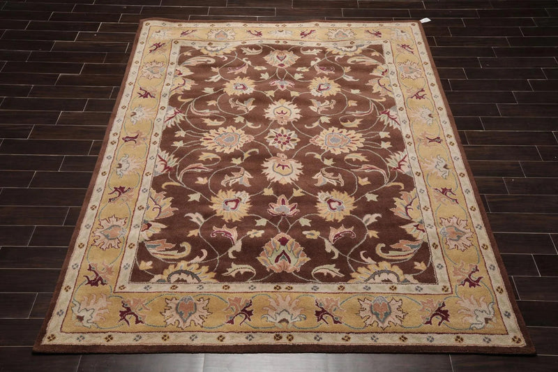 8' x 10' Handmade 100% Wool Kashaan Traditional Oriental Area Rug Brown