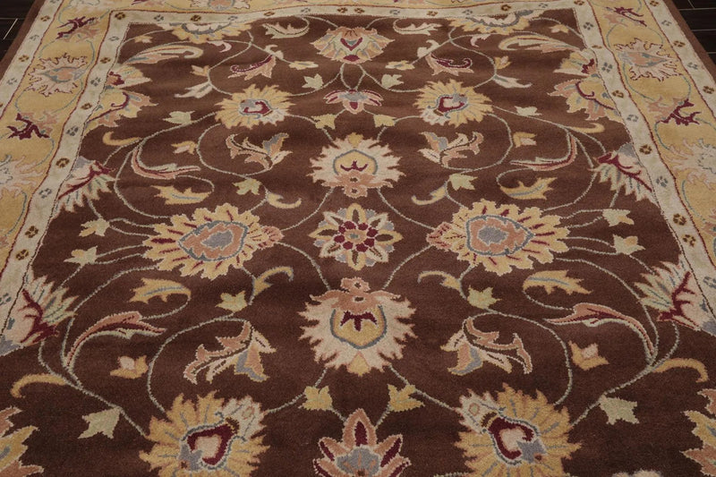 8' x 10' Handmade 100% Wool Kashaan Traditional Oriental Area Rug Brown