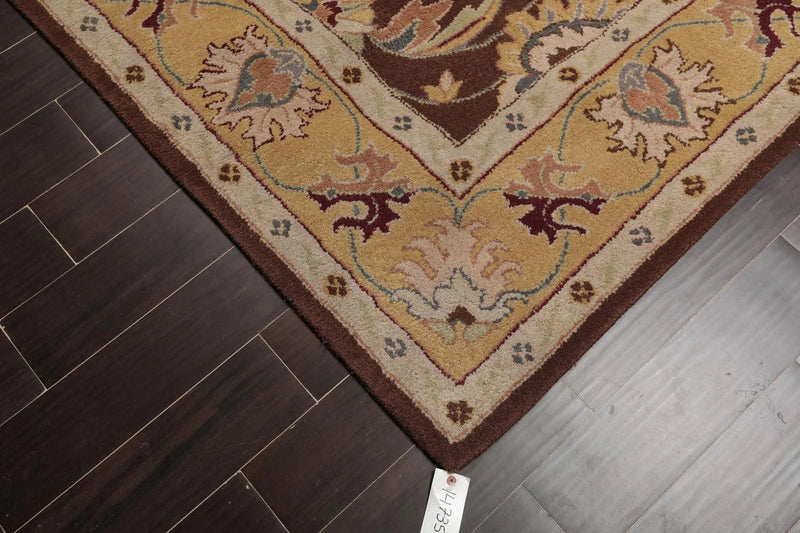 8' x 10' Handmade 100% Wool Kashaan Traditional Oriental Area Rug Brown