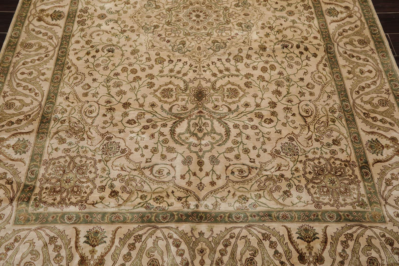 6'2" x 8'10" Hand Knotted 100% Silk Traditional 250 KPSI Oriental Area Rug Beige