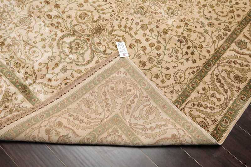 6'2" x 8'10" Hand Knotted 100% Silk Traditional 250 KPSI Oriental Area Rug Beige