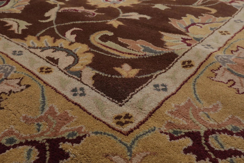 8' x 10' Handmade 100% Wool Kashaan Traditional Oriental Area Rug Brown