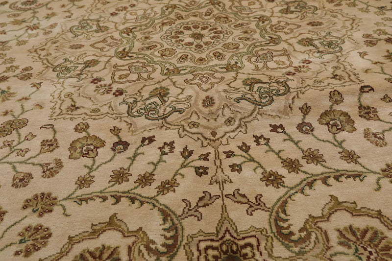 6'2" x 8'10" Hand Knotted 100% Silk Traditional 250 KPSI Oriental Area Rug Beige
