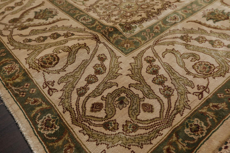 6'2" x 8'10" Hand Knotted 100% Silk Traditional 250 KPSI Oriental Area Rug Beige