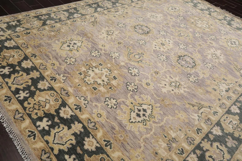 9'x12' Hand Knotted Oushak 100% Wool Transitional Oriental Area Rug Gray, Moss Color