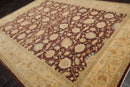 9'1"x 11'11" Hand Knotted Wool Stone Wash Peshawar Vegetable Dyes Area Rug Brown