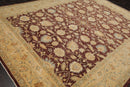 9'1"x 11'11" Hand Knotted Wool Stone Wash Peshawar Vegetable Dyes Area Rug Brown