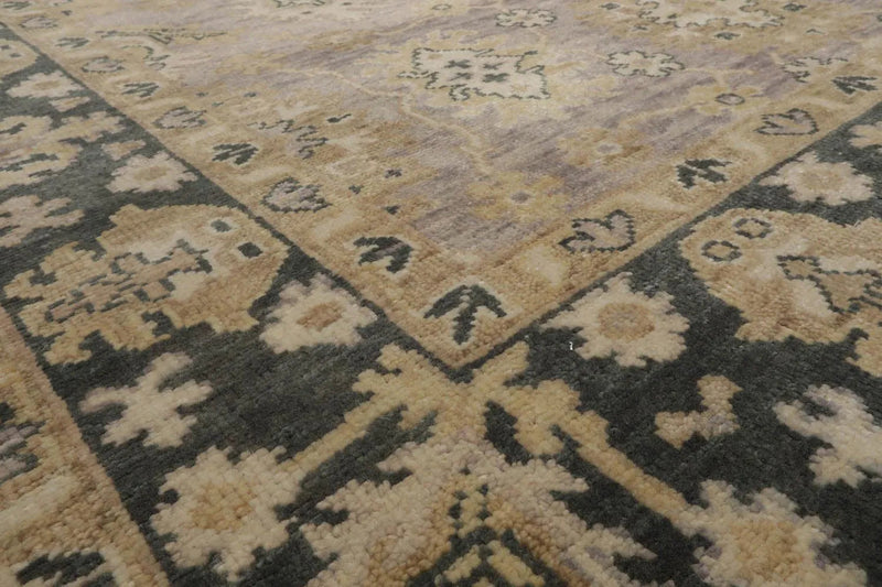9'x12' Hand Knotted Oushak 100% Wool Transitional Oriental Area Rug Gray, Moss Color