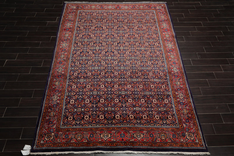 6'10" x 10'5" Hand Knotted 100% Wool Authentic Heraati Oriental Area Rug Navy