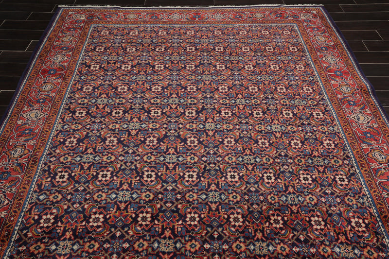 6'10" x 10'5" Hand Knotted 100% Wool Authentic Heraati Oriental Area Rug Navy