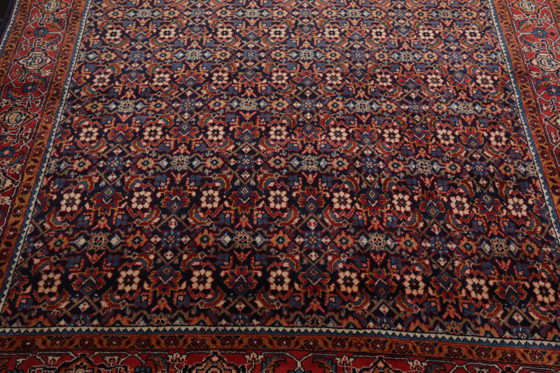 6'10" x 10'5" Hand Knotted 100% Wool Authentic Heraati Oriental Area Rug Navy