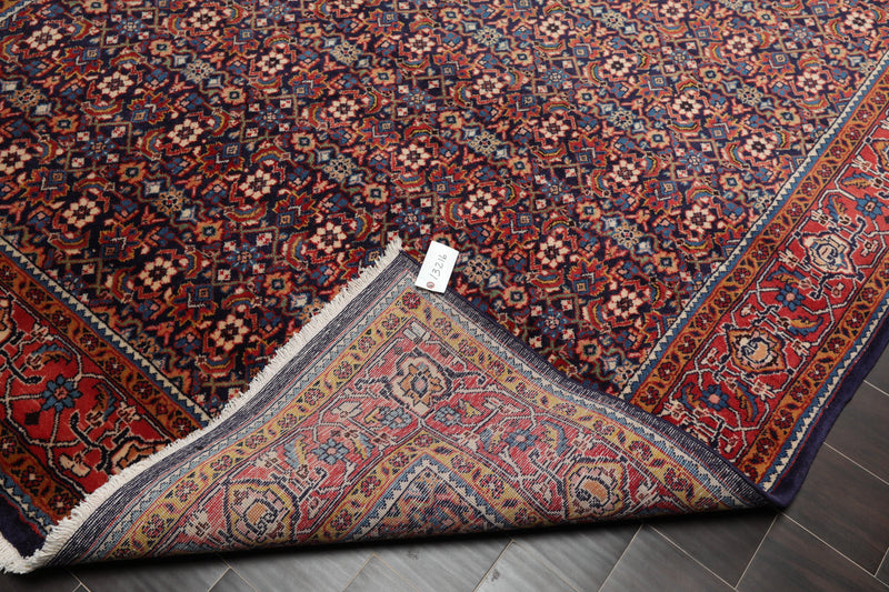 6'10" x 10'5" Hand Knotted 100% Wool Authentic Heraati Oriental Area Rug Navy