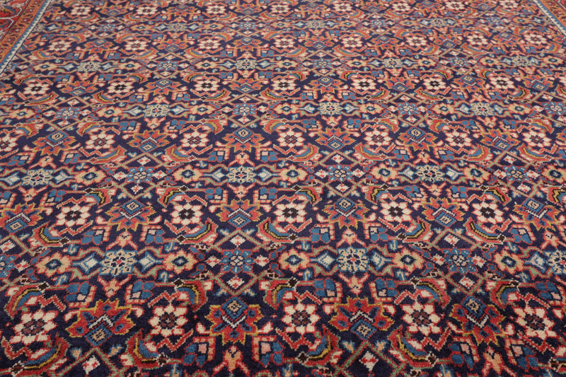 6'10" x 10'5" Hand Knotted 100% Wool Authentic Heraati Oriental Area Rug Navy