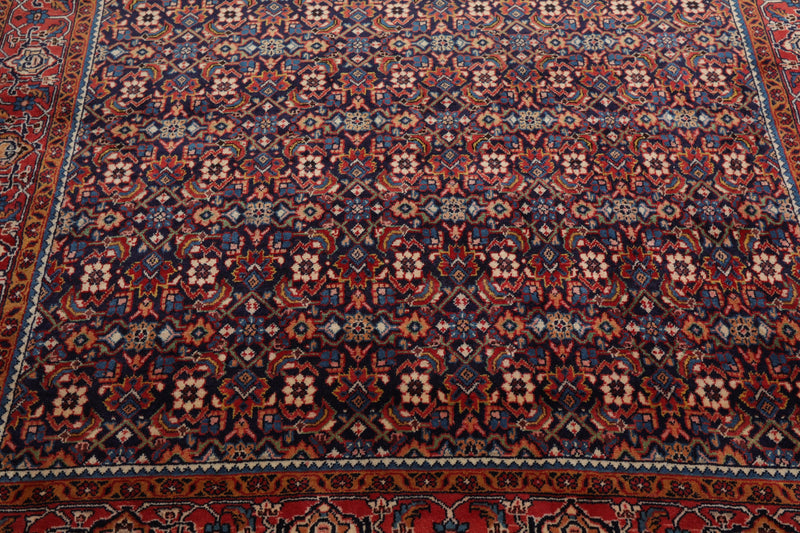 6'10" x 10'5" Hand Knotted 100% Wool Authentic Heraati Oriental Area Rug Navy