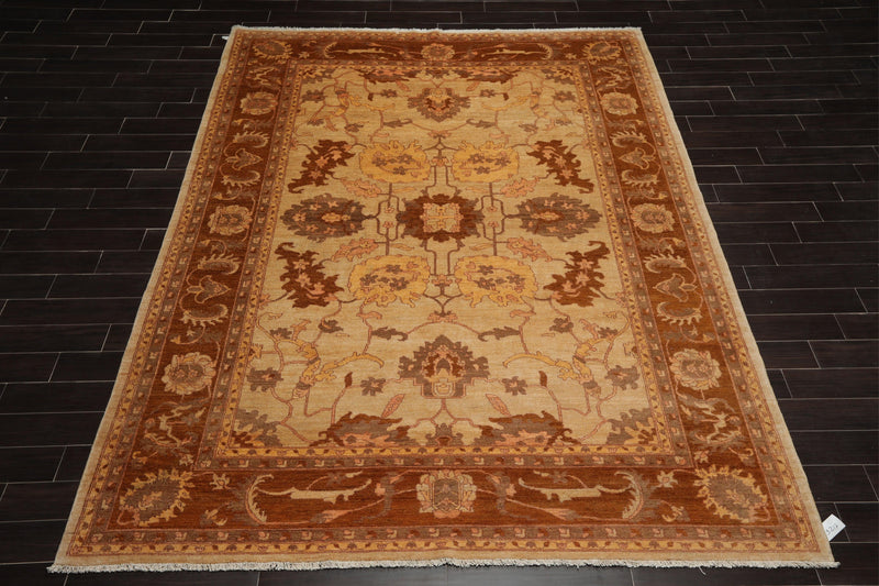8'3"x11'4" Hand Knotted Wool Stone Wash Peshawar Vegetable Dye Area Rug Beige/Tan