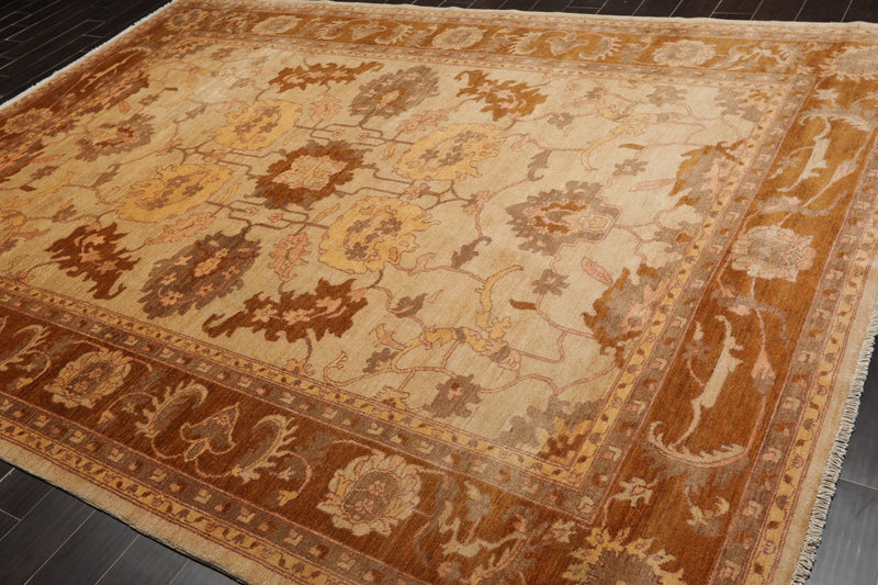 8'3"x11'4" Hand Knotted Wool Stone Wash Peshawar Vegetable Dye Area Rug Beige/Tan