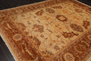 8'3"x11'4" Hand Knotted Wool Stone Wash Peshawar Vegetable Dye Area Rug Beige/Tan