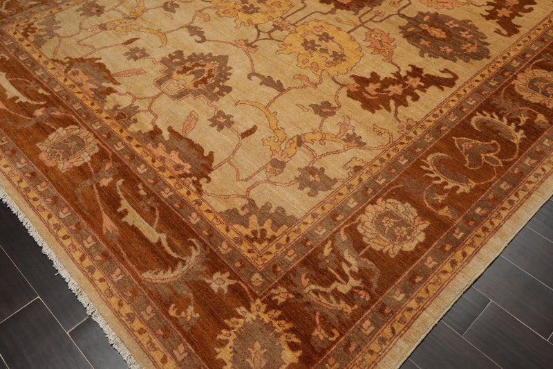 8'3"x11'4" Hand Knotted Wool Stone Wash Peshawar Vegetable Dye Area Rug Beige/Tan