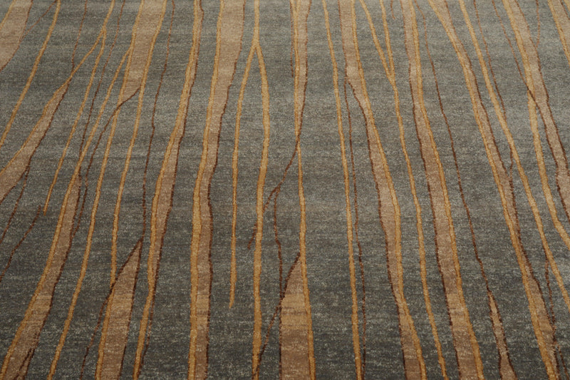 7'9"x9'9" Hand Knotted Wool Stone Wash Peshawar Vegetable Dye Area Rug Gray Blue