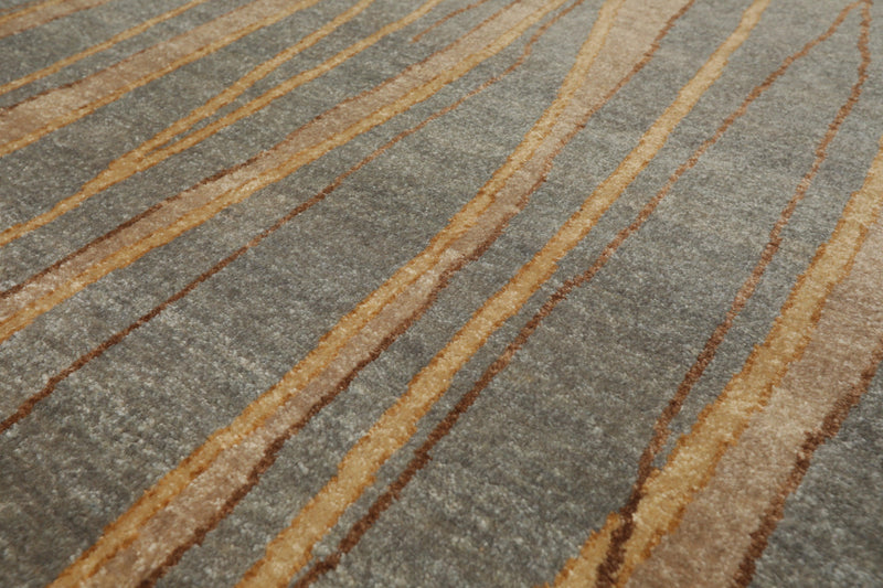 7'9"x9'9" Hand Knotted Wool Stone Wash Peshawar Vegetable Dye Area Rug Gray Blue