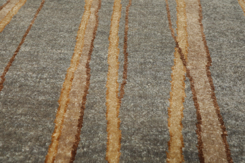 7'9"x9'9" Hand Knotted Wool Stone Wash Peshawar Vegetable Dye Area Rug Gray Blue