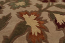 7'11"x9'9" Hand Knotted Floral Wool & Silk Tibetan Oriental Area Rug Beige