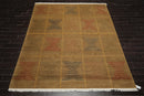 7'11" x 9'10" Hand Knotted Wool Geometric Tibetan Oriental Area Rug Brown Modern