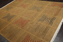 7'11" x 9'10" Hand Knotted Wool Geometric Tibetan Oriental Area Rug Brown Modern