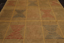 7'11" x 9'10" Hand Knotted Wool Geometric Tibetan Oriental Area Rug Brown Modern