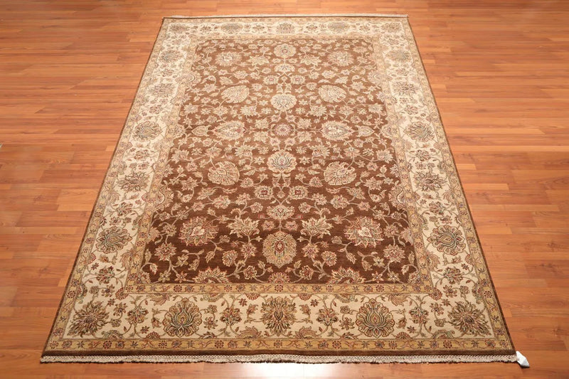 9x12 Brown, Beige Hand Knotted 100% Wool Agra 200 KPSI Oriental Area Rug