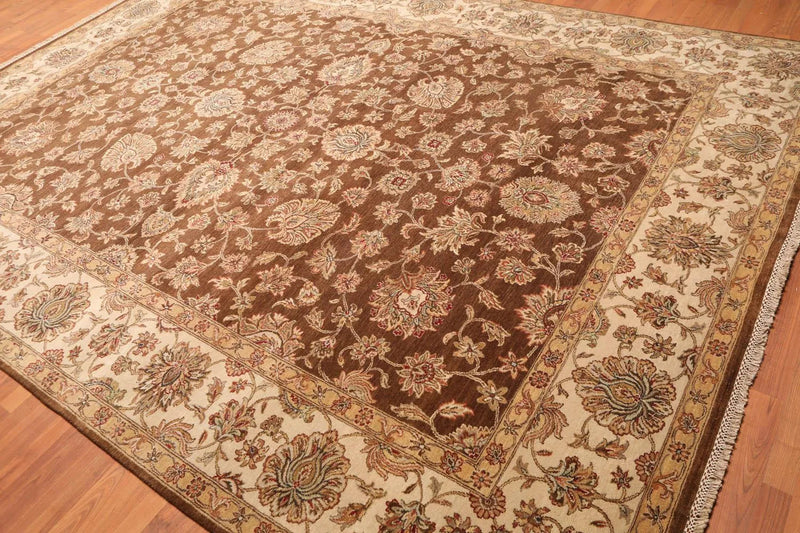 9x12 Brown, Beige Hand Knotted 100% Wool Agra 200 KPSI Oriental Area Rug
