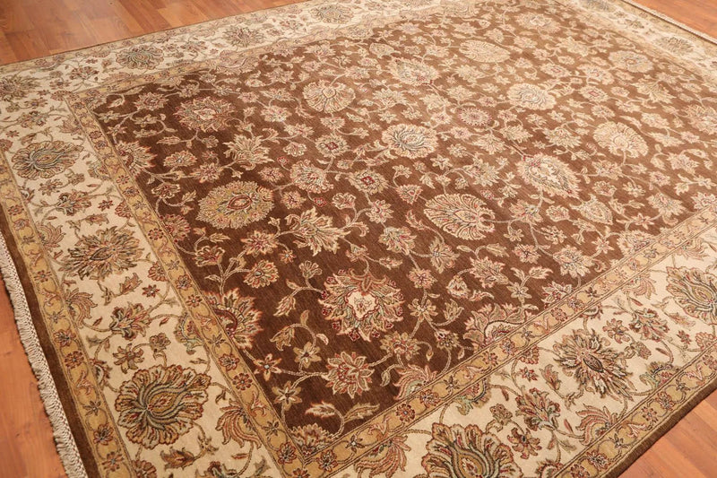 9x12 Brown, Beige Hand Knotted 100% Wool Agra 200 KPSI Oriental Area Rug