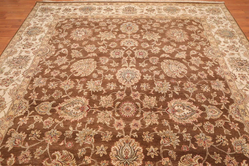 9x12 Brown, Beige Hand Knotted 100% Wool Agra 200 KPSI Oriental Area Rug