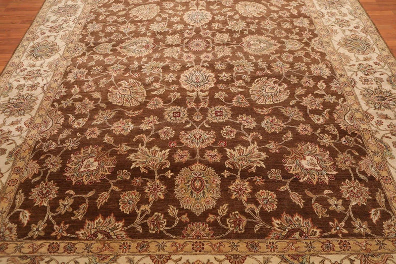 9x12 Brown, Beige Hand Knotted 100% Wool Agra 200 KPSI Oriental Area Rug