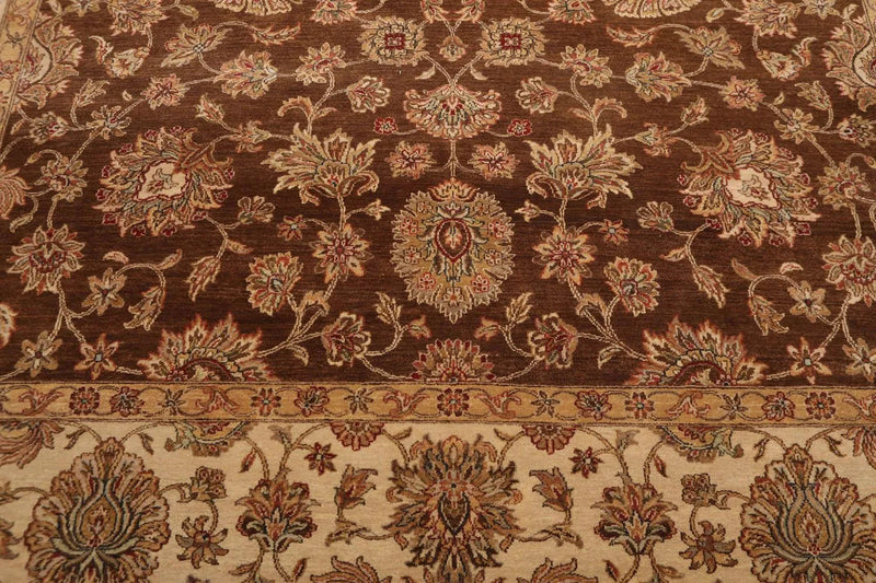 9x12 Brown, Beige Hand Knotted 100% Wool Agra 200 KPSI Oriental Area Rug