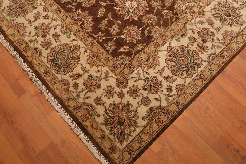 9x12 Brown, Beige Hand Knotted 100% Wool Agra 200 KPSI Oriental Area Rug