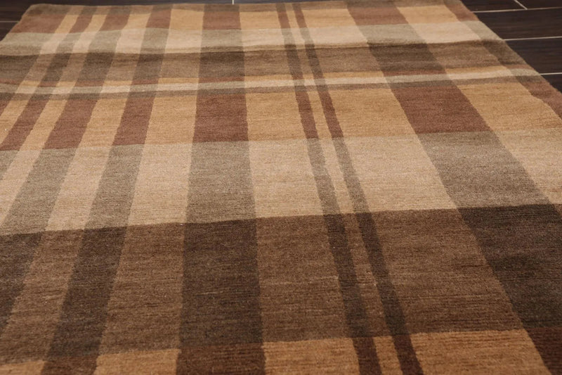 2'11'' x 4'10'' Hand Knotted Tibetan Wool Graphic Modern Oriental Area Rug Brown