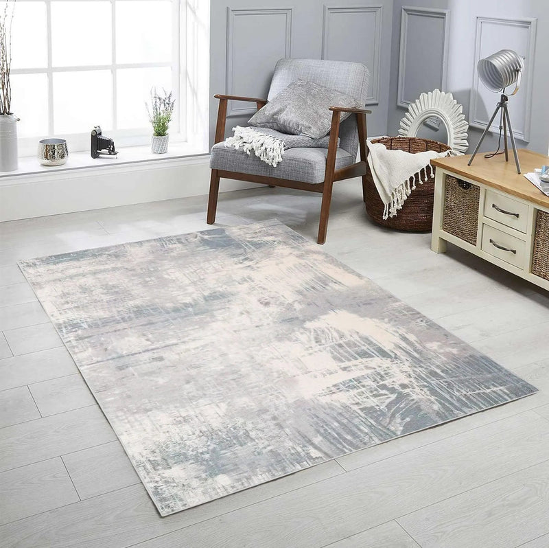 5x7 Modern & Contemporary Non-Skid Backing Oriental Area Rug Gray,Beige Zules