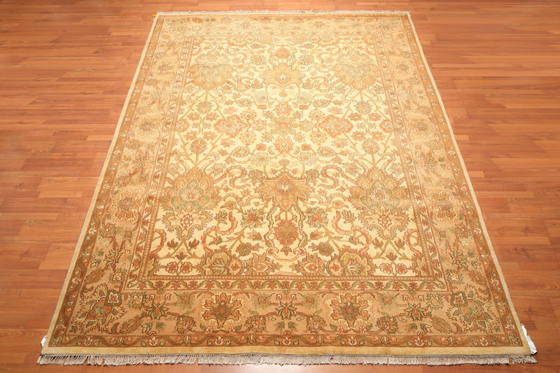 9x12 Hand Knotted Agra 100% Wool Traditional Oriental Area Rug Gold