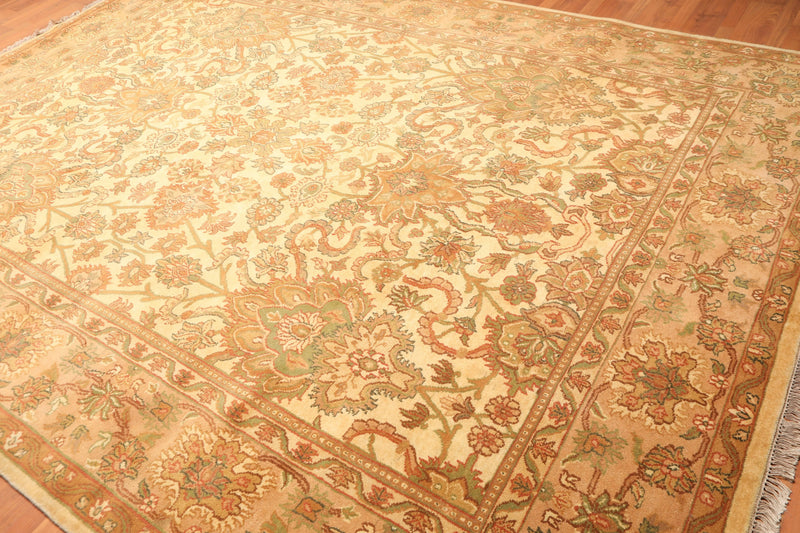 9x12 Hand Knotted Agra 100% Wool Traditional Oriental Area Rug Gold