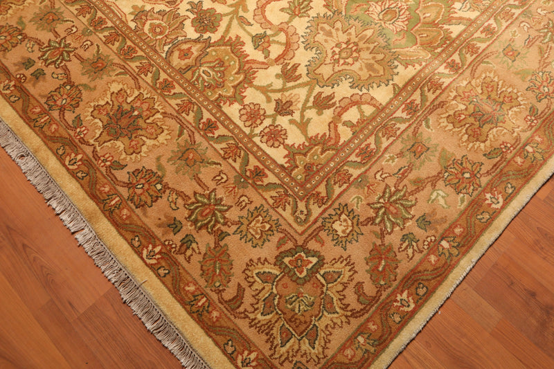 9x12 Hand Knotted Agra 100% Wool Traditional Oriental Area Rug Gold