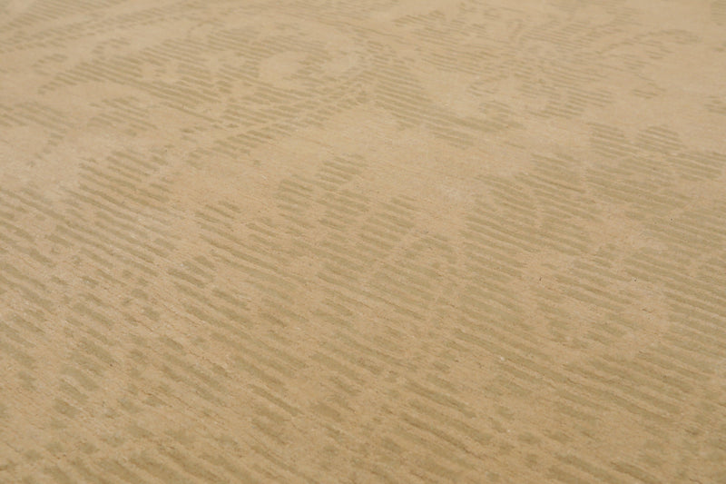 8' x 9'9" Hand Knotted Damask Greek Key Tibetan Area Rug Beige