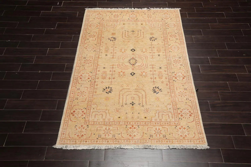 5' 3''x7' 10'' Hand Knotted Chobi Peshawar 100% Wool Traditional Oriental Area Rug Beige, Tan Color